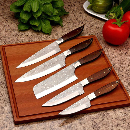 Chef Knife Set Stainless Steel-Damascus Pattern Design Etch