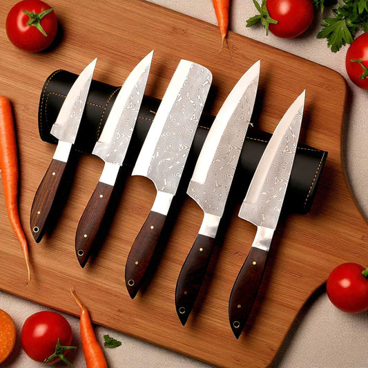 Chef Knife Set Stainless Steel-Damascus Pattern Design Etch